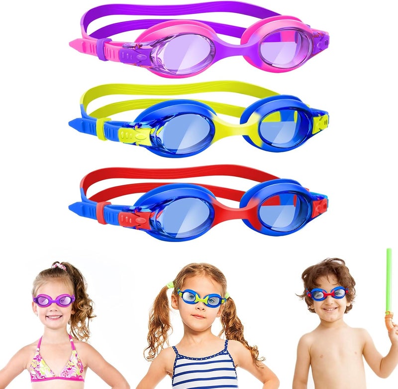 Vvinca Kids Swim Goggles with Fabric Strap No Tangle Pain-Free, Anti-Fog Swimming Pool Goggle No Leak for Toddlers Girls Boys - Image 1